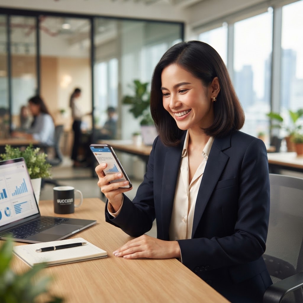 Empowered worker using WorkMate app